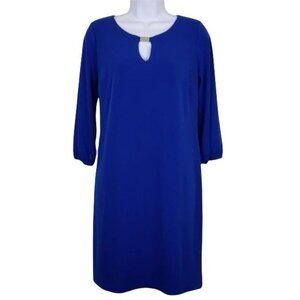 Donna Ricco New York Womens Shift Dress Royal Blue long sleeve exposed zipper10
